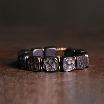 Retro Ebony Wood Texture Style Copper Peace Balance Bracelet