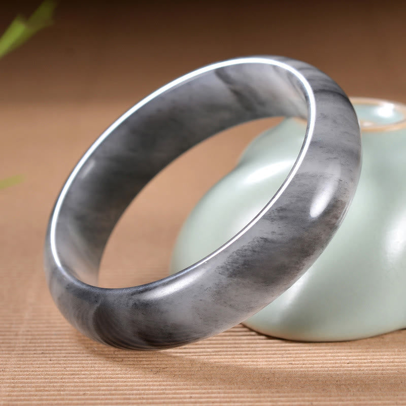 Natural Ink Color Golden Silk Jade Wealth Bracelet Bangle