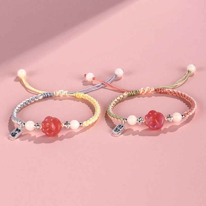 Yanyuan Agate Cat Claw Paw White Bodhi Seed Fu Character Positive Braided Rope Bracelet