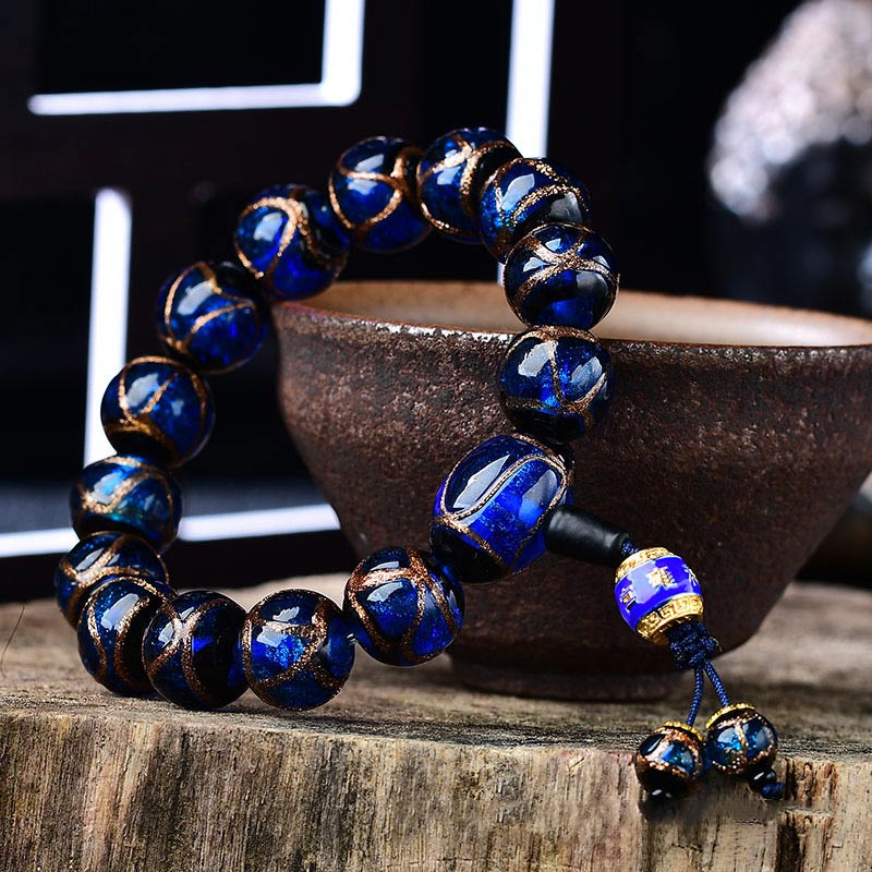Tibetan Dragon Vein Agate Beaded Bracelet – 12mm & 14mm in Multi-Color Options