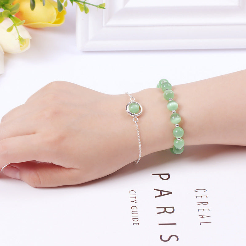 Sun Stone Strawberry Quartz Crystal Positive Bracelet