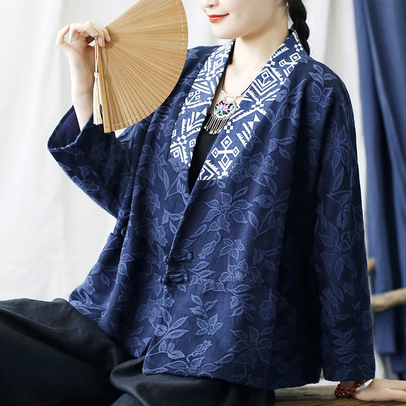 Cotton Jacquard V-Neck Mindful Meditation Jacket