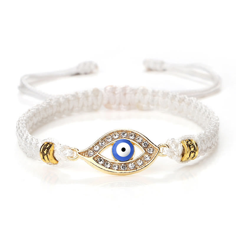 Handmade Evil Eye Red String Braided Bracelet with Gold or Silver Border
