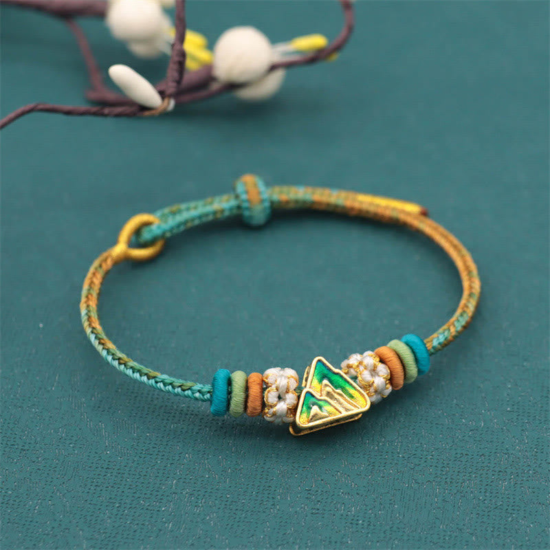 Handmade Eight-Thread Braided Endless Knot Bracelet with Peach Blossom Detail