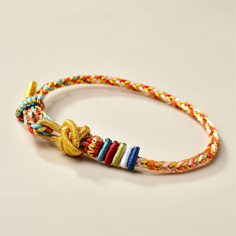 Handcrafted Colorful Gold Braid Rope Bracelet for Energetic Balance