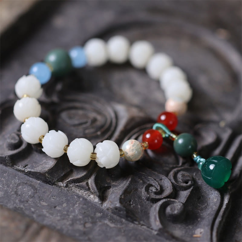 Bodhi Seed Lotus Bead Carved Peace Harmony Bracelet