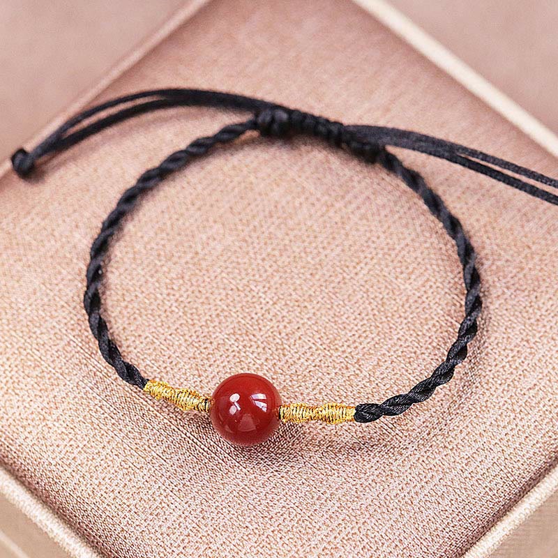 Natural Red Agate Chalcedony Self-acceptance Confidence String Bead Bracelet Necklace Pendant