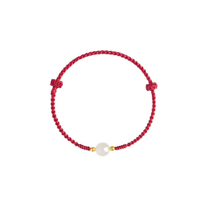 Handcrafted Round Jade Lucky Bead Prosperity Braided Bracelet