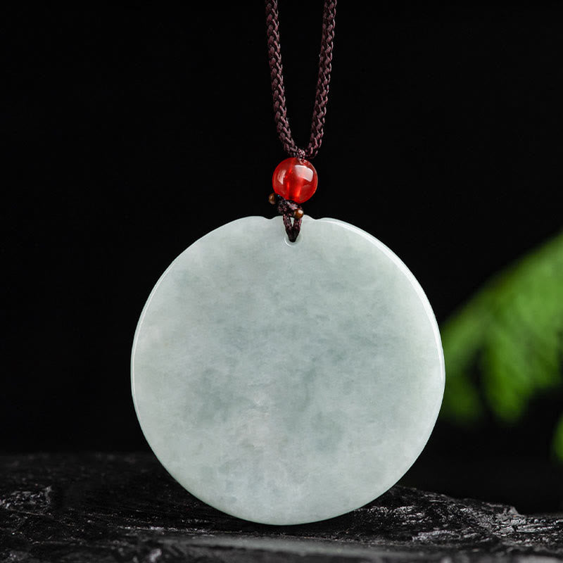 Natural Jade Lotus Flower Carved Prosperity Necklace Pendant