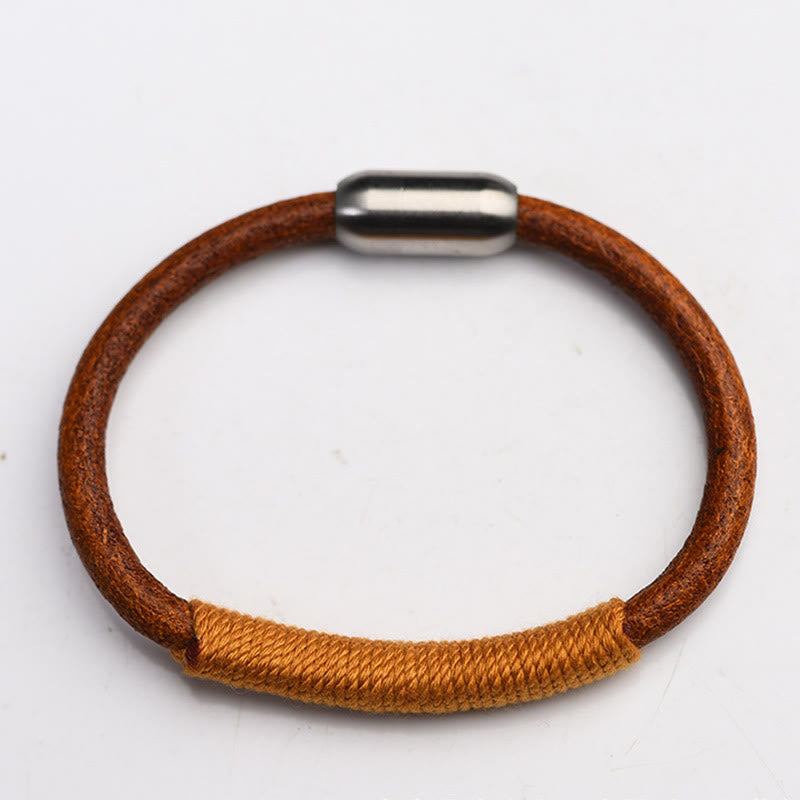Tibetan Leather Handmade Five Elements Luck Braid String Buckle Bracelet