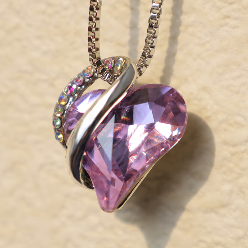 Love Heart Birthstone Healing Energy Necklace Pendant