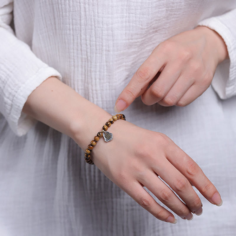 925 Sterling Silver Natural Golden Sea Willow Zakiram Goddess of Wealth Lucky fortune Fu Character Success Bracelet
