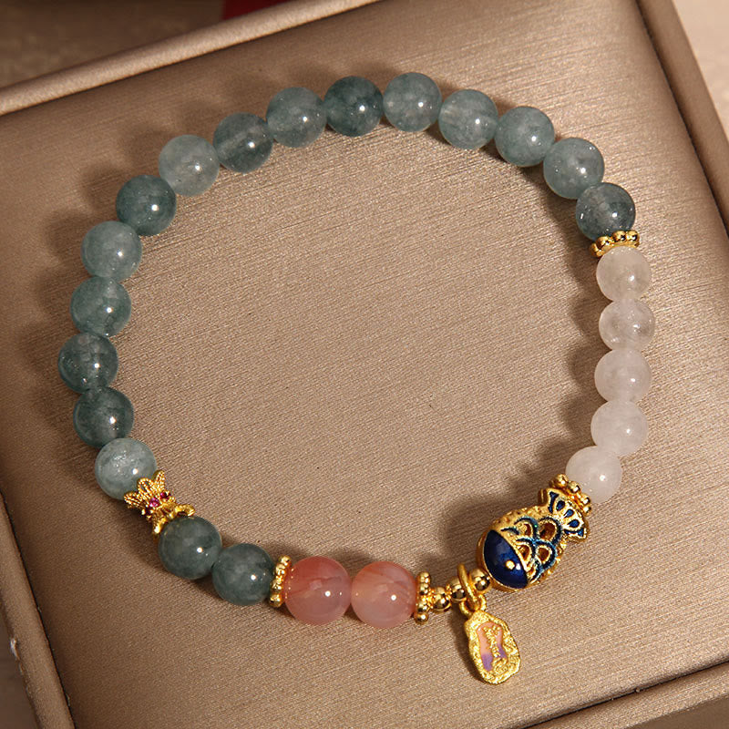 Jade Yanyuan Agate White Jade Koi Fish Scripture Charm Luck Bracelet