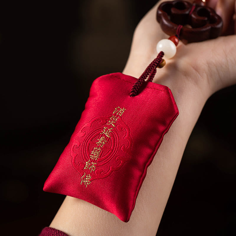Tibetan Small Leaf Red Sandalwood Lotus Cinnabar Sachet Protection Tassel Car Hanging Decoration