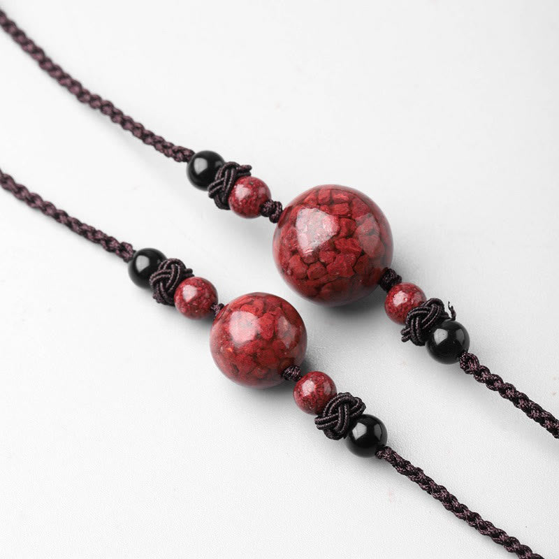 Natural Cinnabar Stones Bead Blessing Necklace Pendant