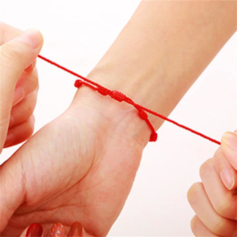 4-Piece Evil Eye Seven Knot Red String Adjustable Bracelet Set