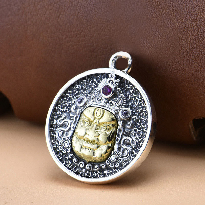 925 Sterling Silver Zakiram Goddess of Wealth Dorje Vajra Spiritual Necklace Pendant