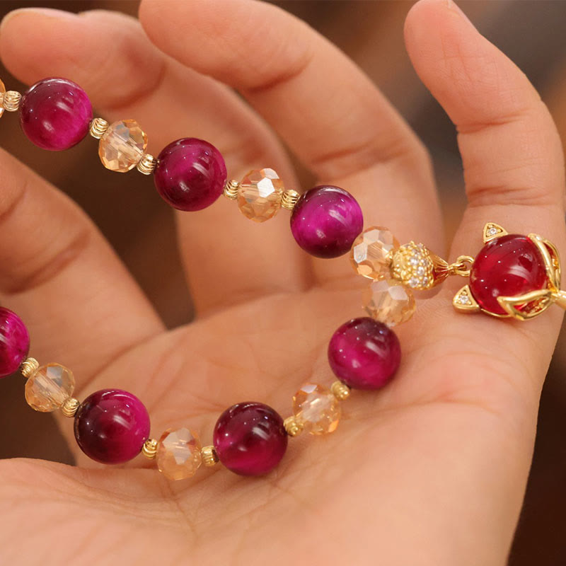 Red Tiger Eye PiXiu Fox Protection Self Confidence Bracelet