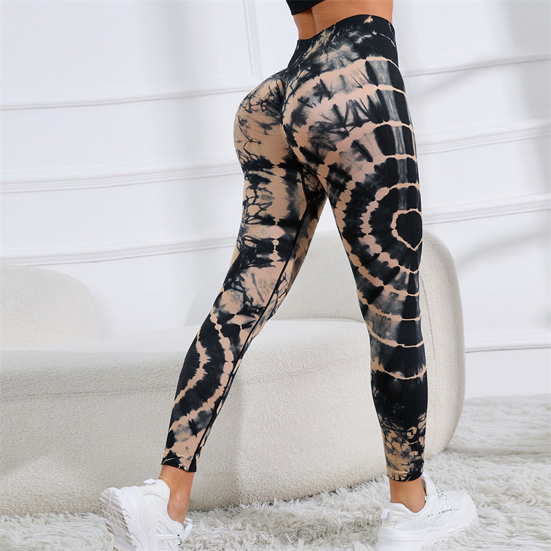 Tie Dye Print Pants Sports Fitness Yoga High Waist Leggings Women's Yoga Pants