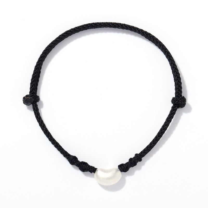 999 Sterling Silver Bean Design Luck Connection Handmade Braided Bracelet