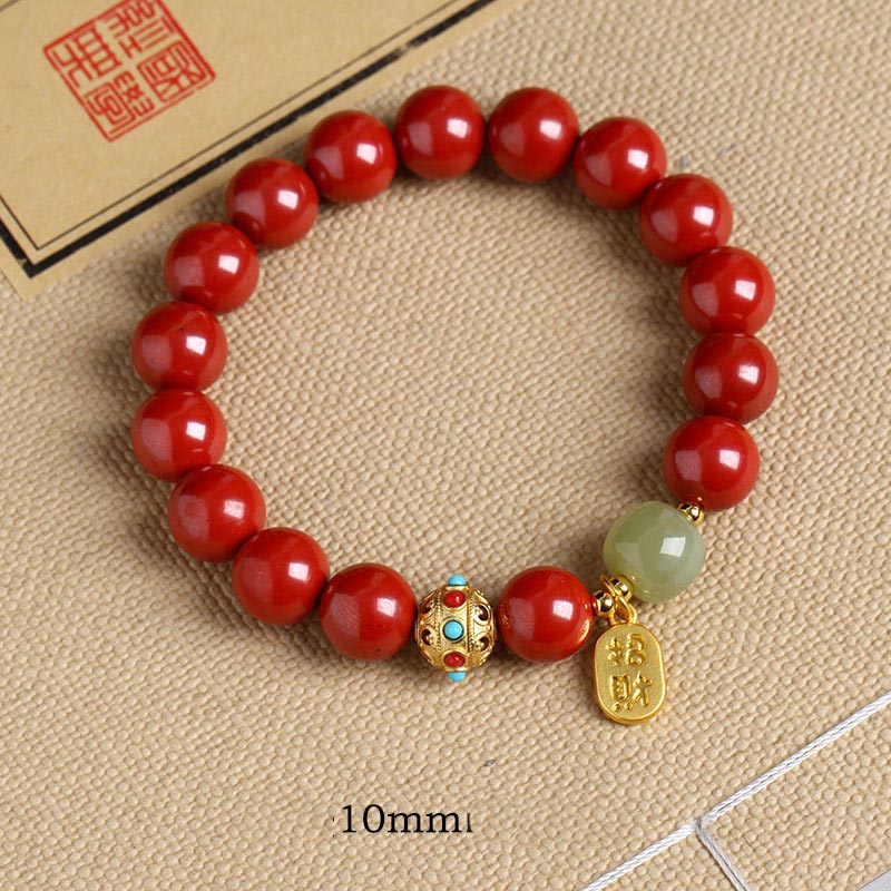 Cinnabar Green Aventurine Fortune Protection Charm Bracelet