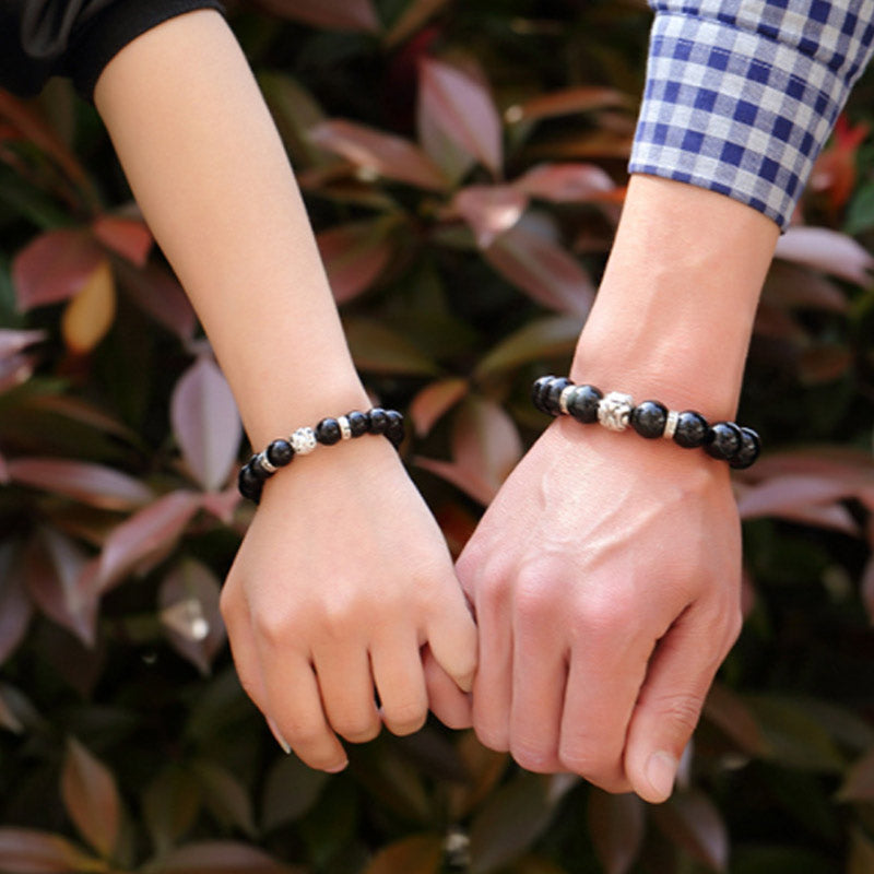 Natural Rainbow Obsidian Beaded Pixiu Symbol Bracelet
