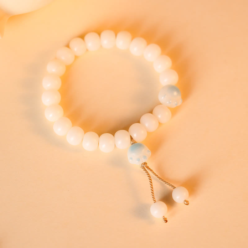 Natural Bodhi Seed Lovely Paw Lucky Cat Paw Peace Bracelet
