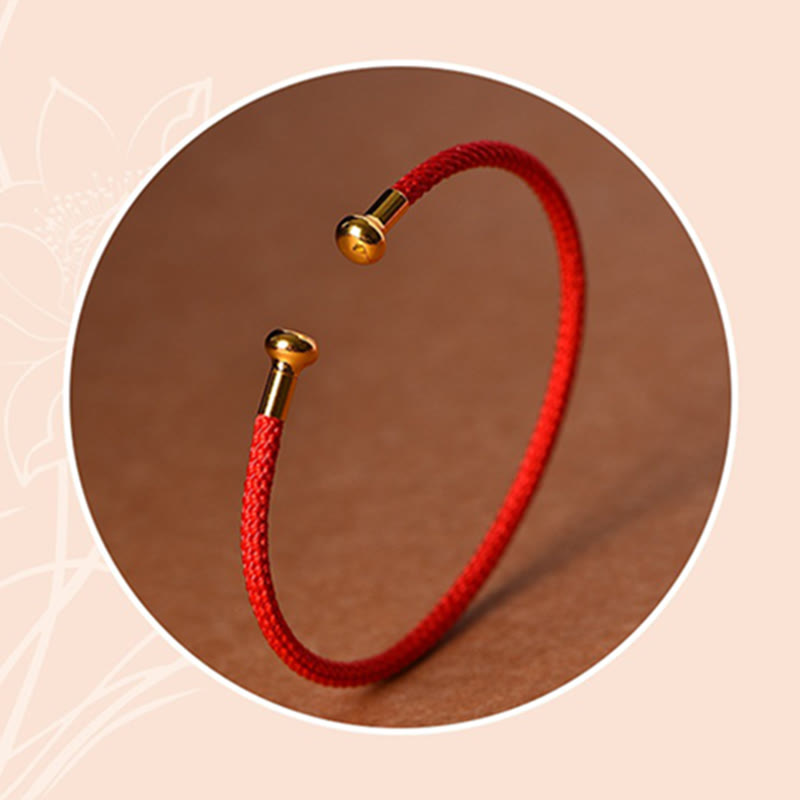 Handmade Minimalist Braided Red String Bracelet with Gold and Copper Accents