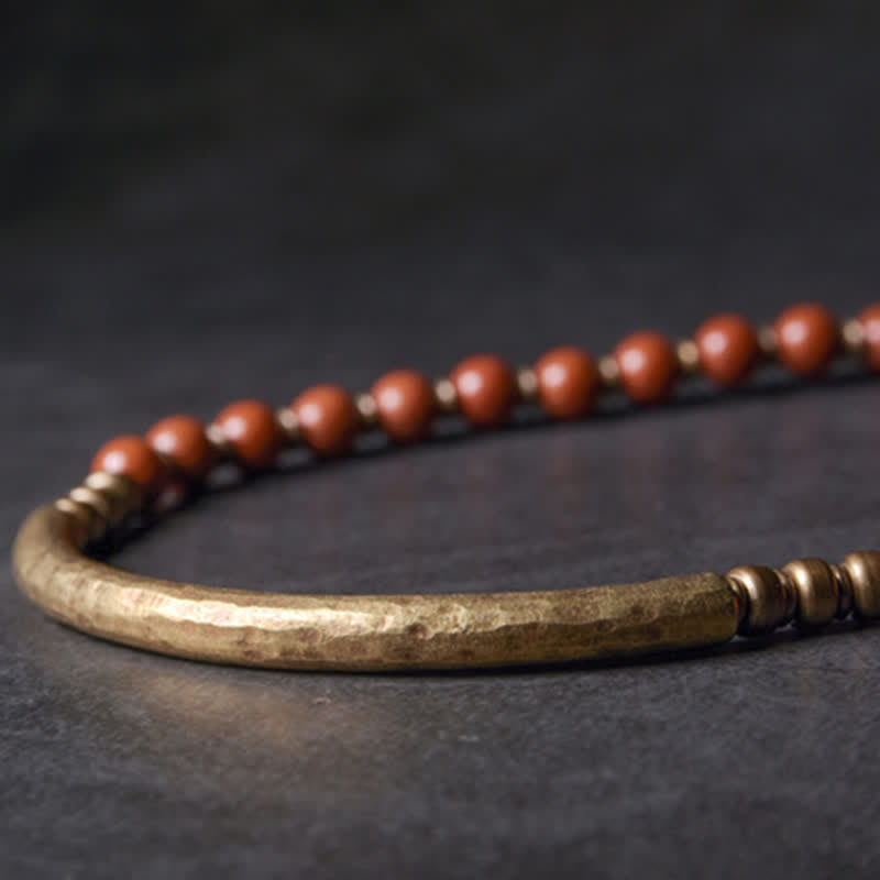 Handmade Red Jasper Moss Agate or Black Obsidian Copper Wrap Couple Bracelet