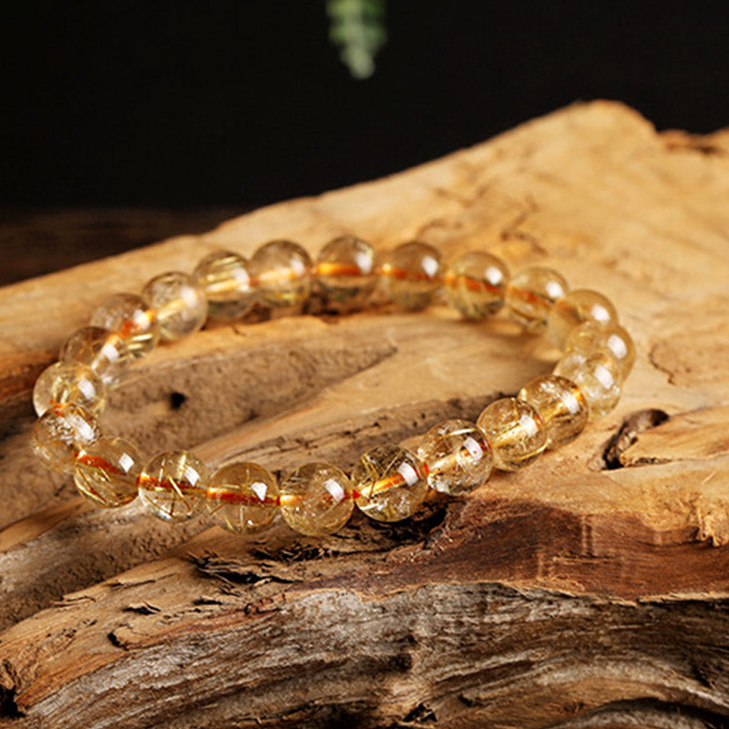 Natural Citrine Round Gemstone Energy Bracelet