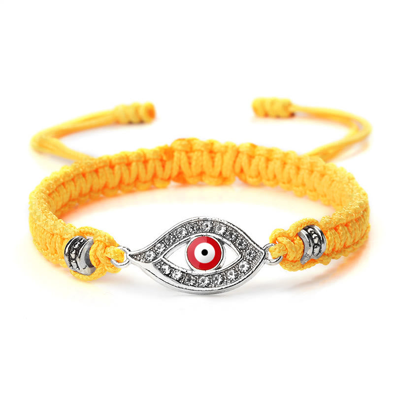 Handmade Evil Eye Red String Braided Bracelet with Gold or Silver Border