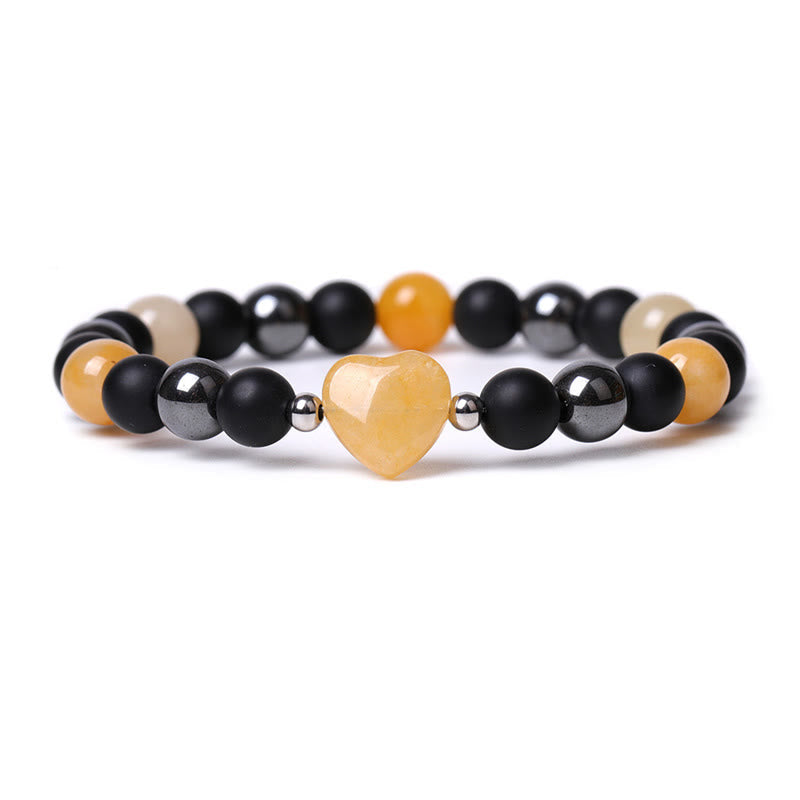 Black Onyx Tiger Eye Stone Crystal Love Heart Protection Bracelet