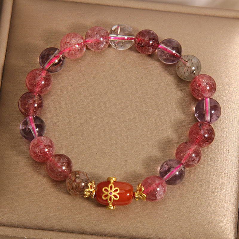 Natural Super Seven Crystal Red Agate Positivity Bracelet