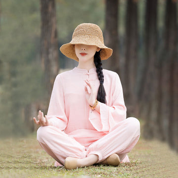Handcrafted Cotton Linen Relaxed Meditation Tai Chi Two-Piece Set