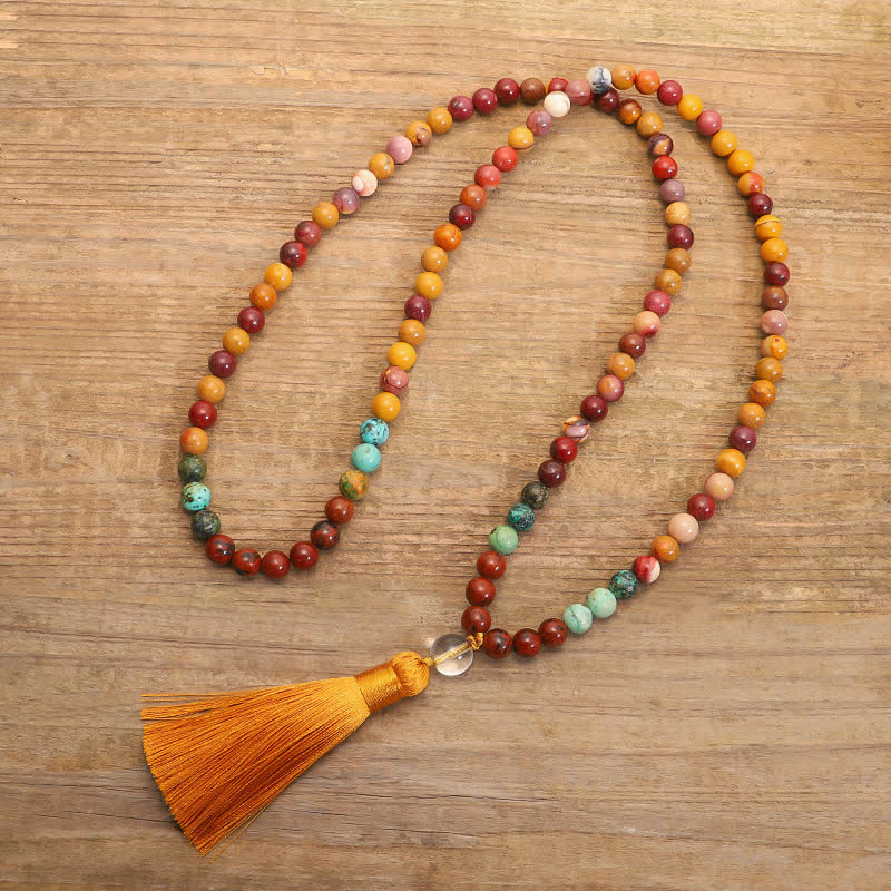 108 Mala Beads Mookaite Emotional Growth Bracelet Tassel Necklace Pendant