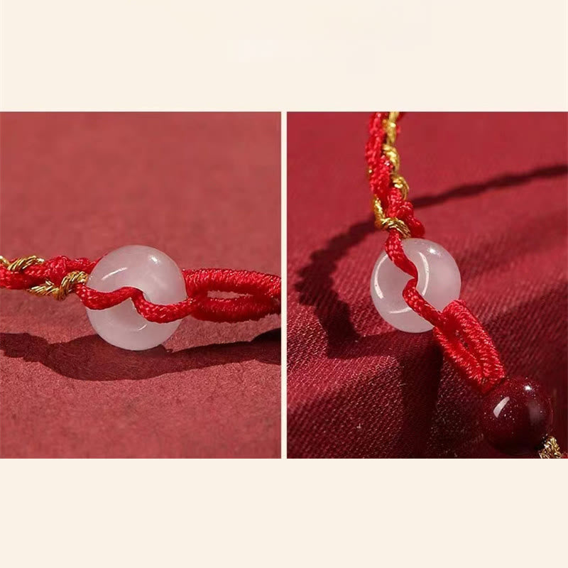 Natural Cinnabar Jade Peace Buckle Blessing Bracelet