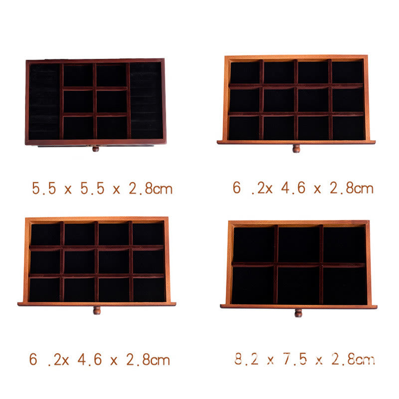 Vintage Plum Blossom Carved Wooden Jewelry Box Six-Layer Jewelry Storage Box