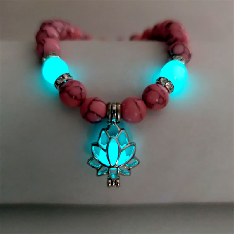 Tibetan Turquoise Glowstone Luminous Bead Lotus Protection Bracelet
