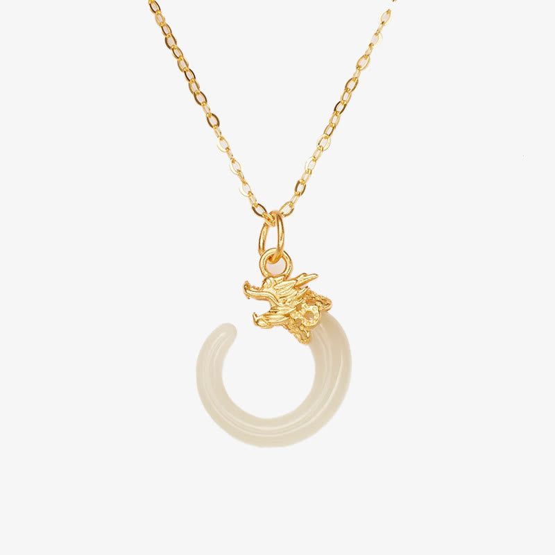 925 Sterling Silver Year Of The Dragon Natural Hetian Jade Luck Strength Necklace Pendant (Extra 40% Off | USE CODE: FS40)