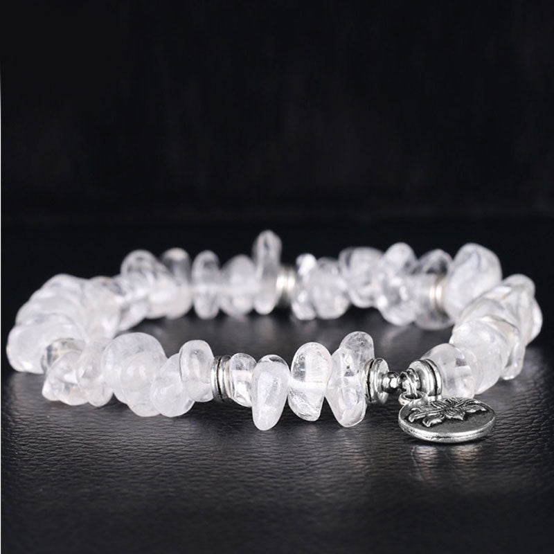 Natural White Crystal Lotus Healing Bracelet