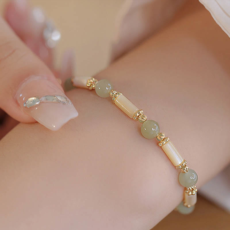 Tridacna Stone Red Agate Hetian Jade Blessing Bracelet