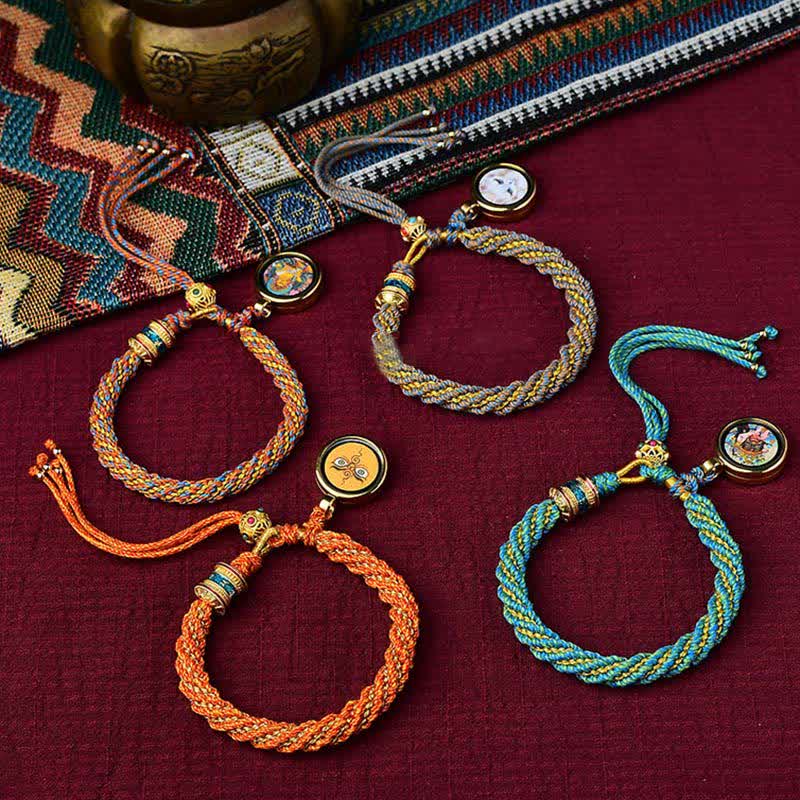 Handmade Tibetan Prayer Wheel & Endless Knot Braided Red String Bracelet