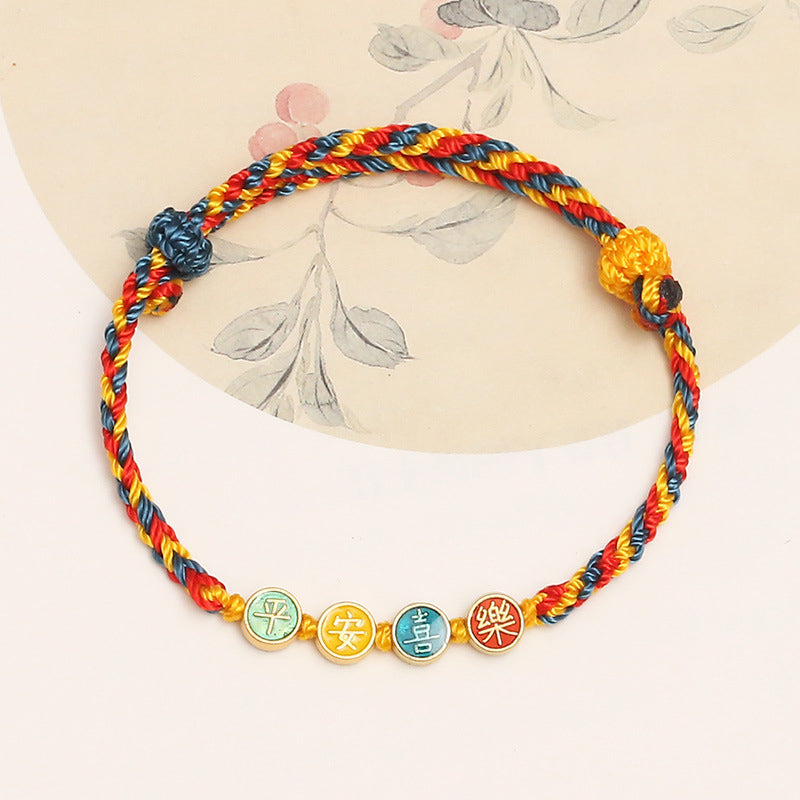Handmade Dunhuang Art Inspired Vibrant Braided String Bracelet
