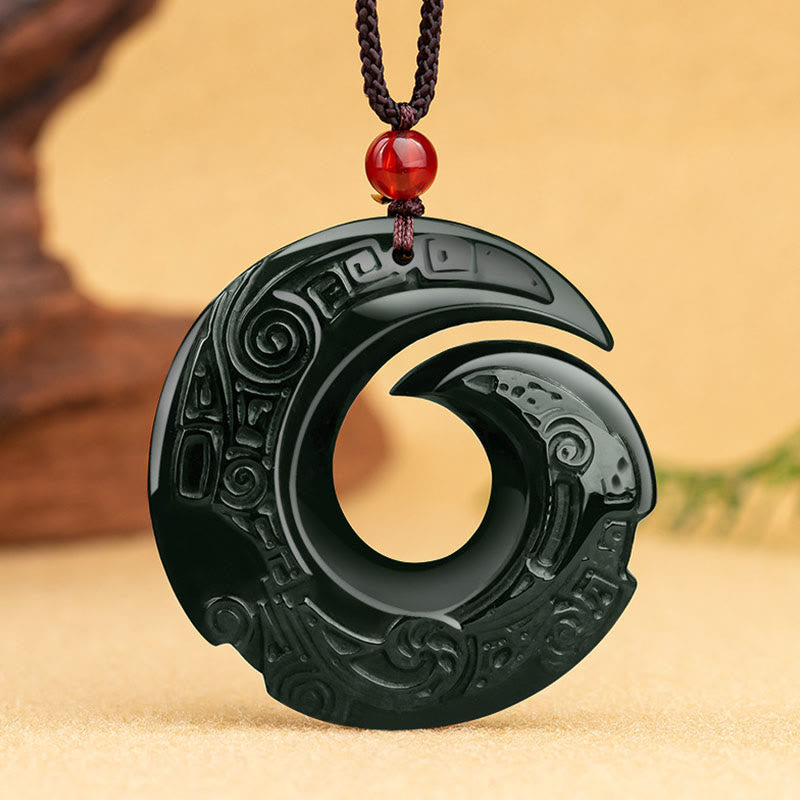 One's Luck Improves Design Patern Natural Hetian Cyan Jade Success Necklace Pendant