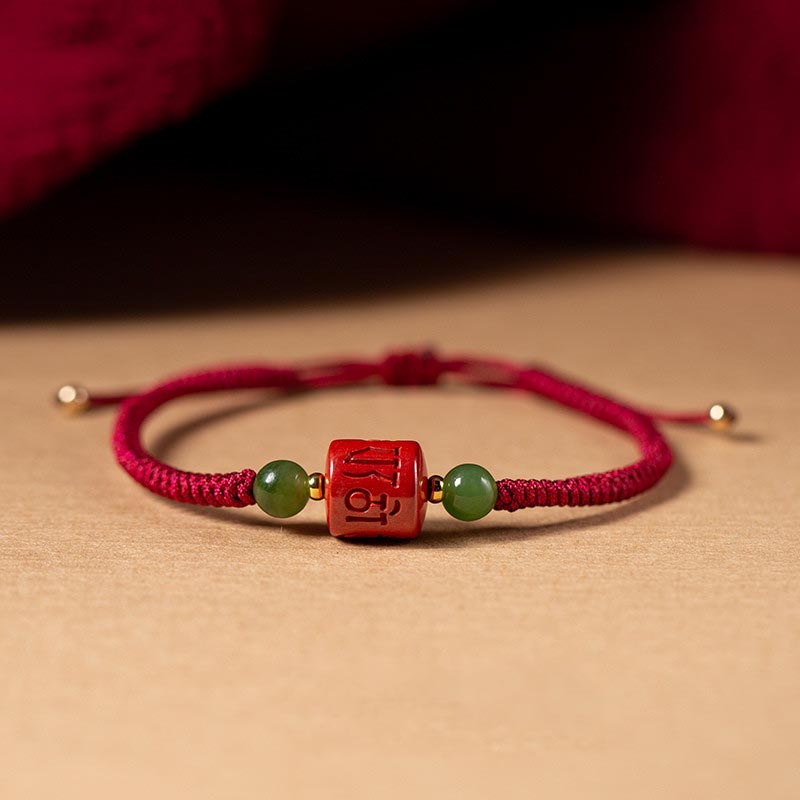 Braided Cinnabar Om Mani Padme Hum Mantra Red String Bracelet