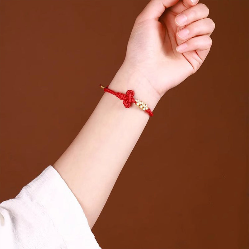 Hand-Braided Wenchang Endless Knot Red String Cord Bracelet