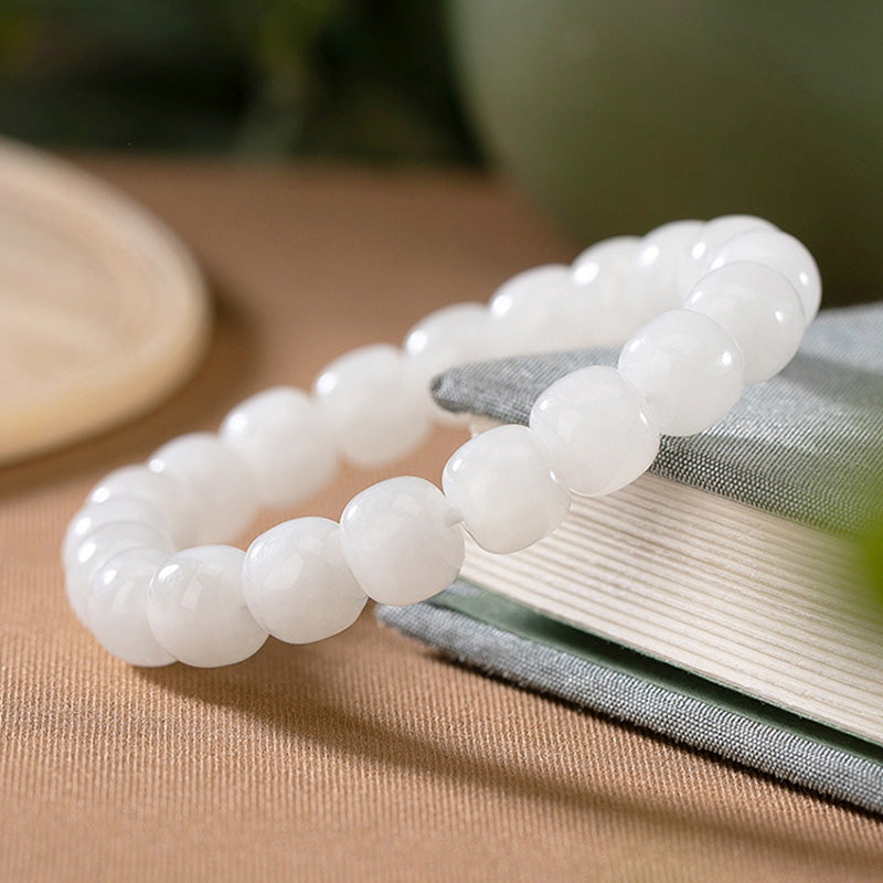 Hetian White Jade Happiness Blessing Bracelet