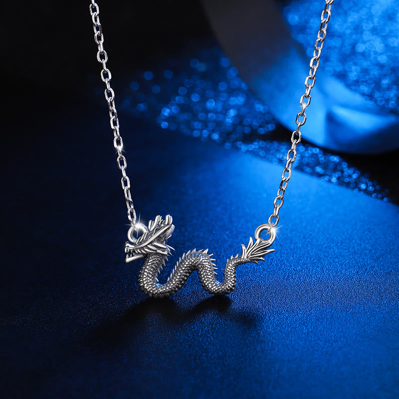 925 Sterling Silver Year Of The Dragon Auspicious Dragon Protection Chain Necklace Pendant