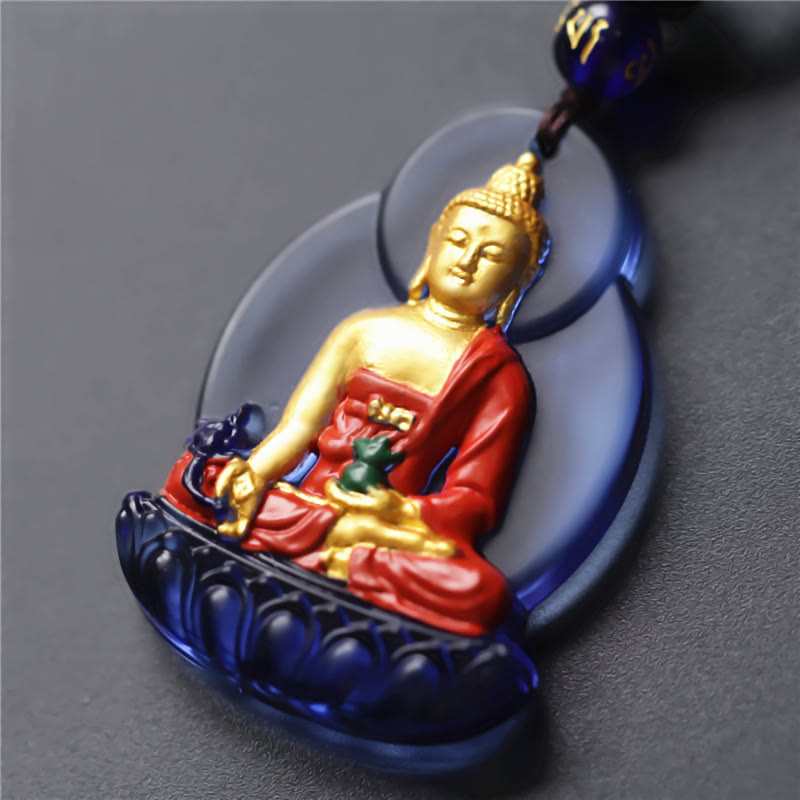 Tibet Medicine Buddha Liuli Crystal Compassion Necklace Pendant (Extra 35% Off | USE CODE: FS35)