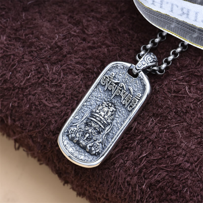 925 Sterling Silver Zakiram Goddess of Wealth Om Mani Padme Hum Peace Necklace Pendant